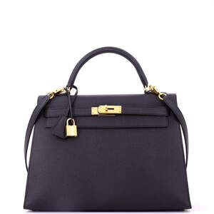 Hermes Kelly 32 Black Epsom with Gold Hardware
